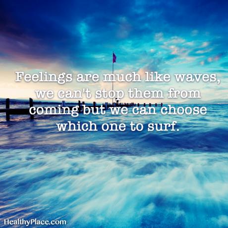 Citat om mental sundhed - Følelser ligner bølger, vi kan ikke forhindre dem i at komme, men vi kan vælge, hvilken der skal surfe.