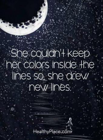 Citat for mental sygdom - Hun kunne ikke holde sine farver inde i linjerne, så hun tegnet nye linjer.
